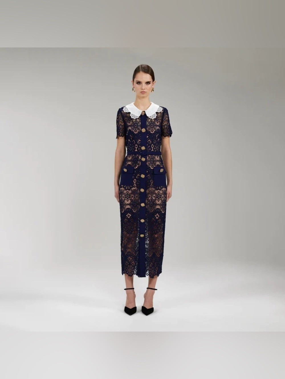 NWT Self Portrait Navy Floral Guipure Mini Dress